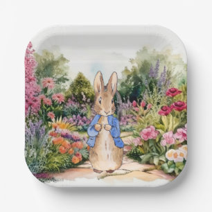 Classic bunny rabbit blue jacket paper plate