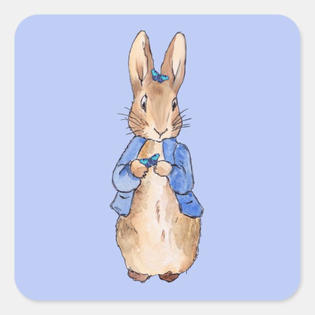 Classic Bunny Rabbit blue jacket Square Sticker (Front)