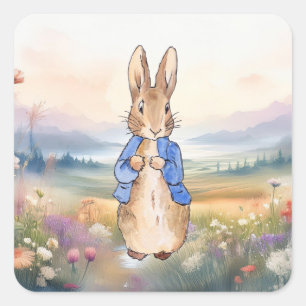 Classic Bunny Rabbit blue jacket Square Sticker