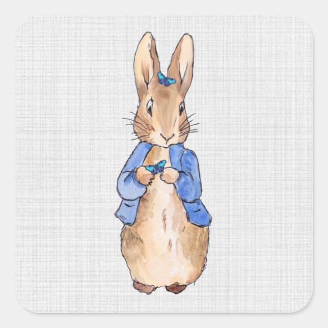 Classic Bunny Rabbit blue jacket Square Sticker (Front)