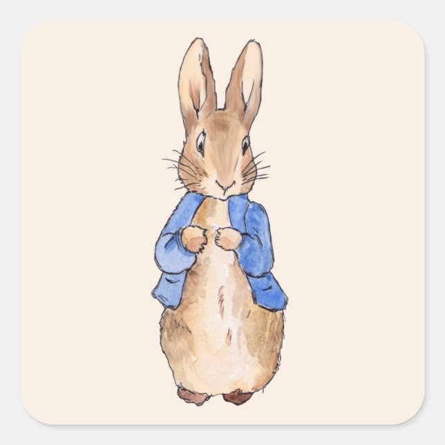 Classic Bunny Rabbit blue jacket Square Sticker (Front)