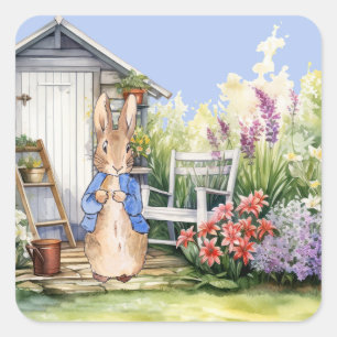 Classic Bunny Rabbit blue jacket Square Sticker