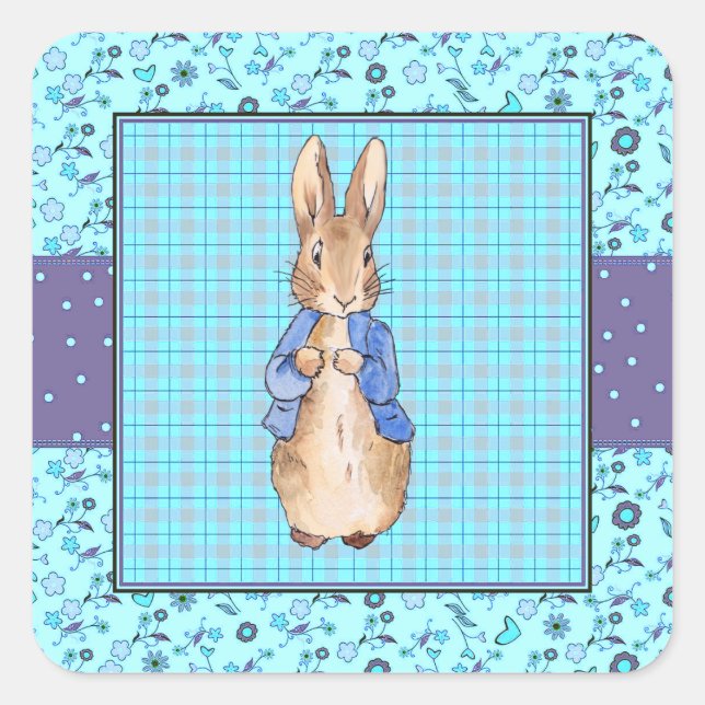 Classic Bunny Rabbit blue jacket Square Sticker (Front)