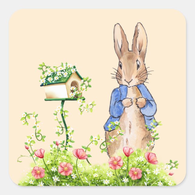 Classic Bunny Rabbit blue jacket Square Sticker (Front)