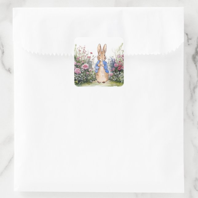 Classic Bunny Rabbit blue jacket Square Sticker (Bag)