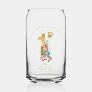 Classic Bunny rabbit First Birthday Can Glass