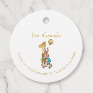 Classic Bunny rabbit First Birthday Favour Tags