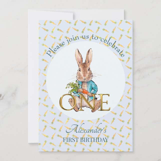 Classic Bunny rabbit First Birthday Invitation (Front)