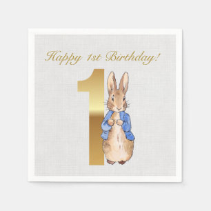Classic Bunny rabbit First Birthday Napkin