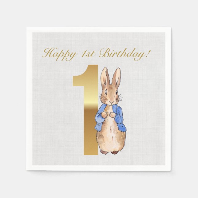 Classic Bunny rabbit First Birthday Napkin (Front)