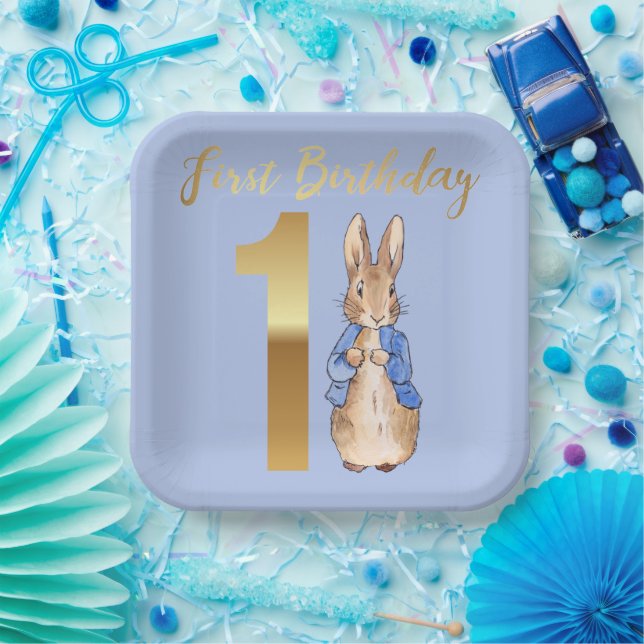 Classic Bunny Rabbit First Birthday Paper Plate (Party)