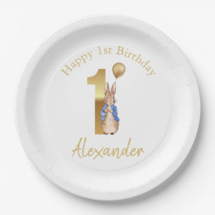 Classic Bunny rabbit First Birthday Paper Plate
