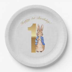 Classic Bunny rabbit First Birthday Paper Plate