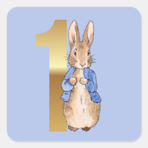 Classic bunny rabbit first birthday square sticker