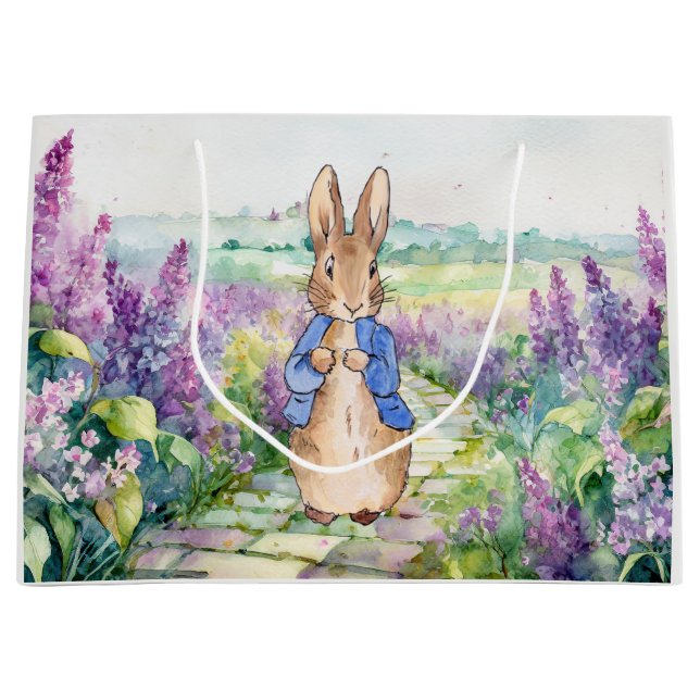 Classic bunny rabbit in blue jacket large gift bag (Front)