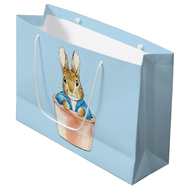 Classic bunny rabbit in blue jacket large gift bag (Front Angled)