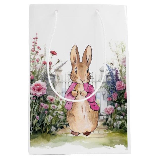 Classic bunny rabbit in blue jacket medium gift bag (Front)