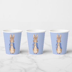 Classic bunny rabbit in blue jacket paper cups