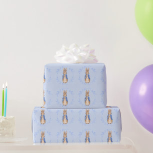 Classic bunny rabbit in blue jacket wrapping paper