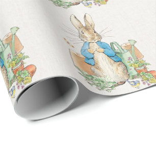 Classic bunny rabbit in blue jacket wrapping paper