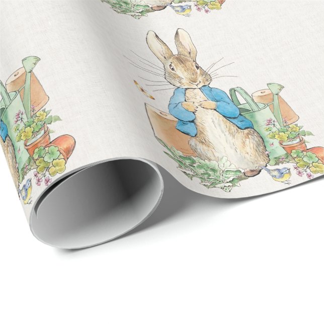 Classic bunny rabbit in blue jacket wrapping paper (Roll Corner)