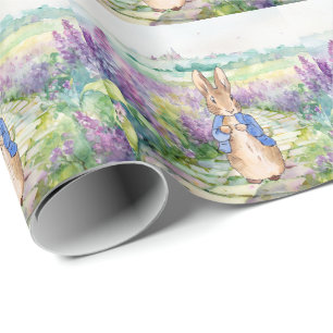 Classic bunny rabbit in blue jacket wrapping paper