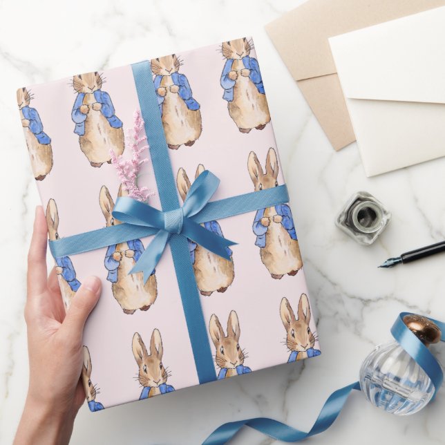 Classic bunny rabbit in blue jacket wrapping paper (Gifting)