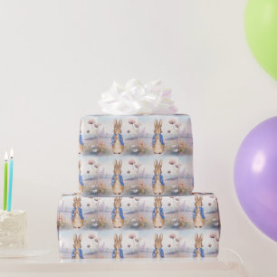 Classic bunny rabbit in blue jacket wrapping paper