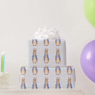 Classic bunny rabbit in blue jacket wrapping paper