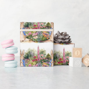 Classic bunny rabbit in blue jacket wrapping paper