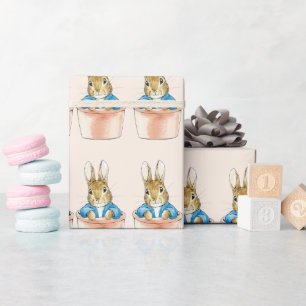 Classic bunny rabbit in blue jacket wrapping paper