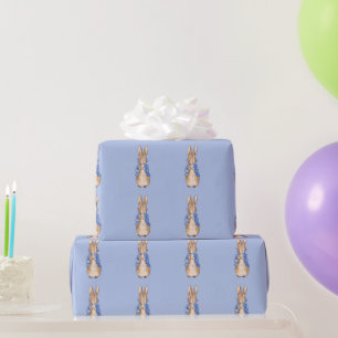 Classic bunny rabbit in blue jacket wrapping paper