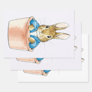 Classic bunny rabbit in blue jacket wrapping paper sheet