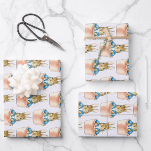 Classic bunny rabbit in blue jacket wrapping paper sheet