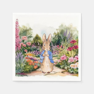 Classic bunny rabbit in his garden napkin