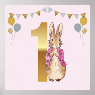 Classic Bunny Rabbit pink jacket Nursery Art Poster