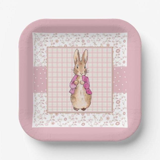 Classic bunny rabbit pink jacket paper plate (Front)