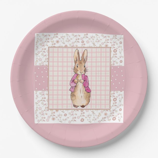 Classic bunny rabbit pink jacket paper plate (Front)