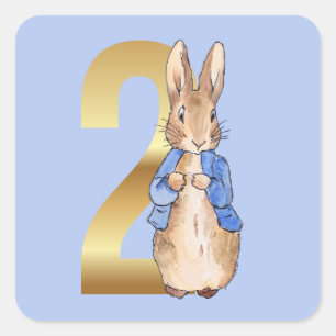 Classic Bunny Rabbit Second Birthday Square Sticker