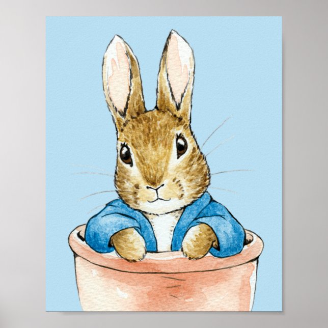 Classic Bunny Rabbit sitting in plant pot Poster (Front)