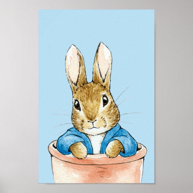 Classic Bunny Rabbit sitting in plant pot Poster (Front)