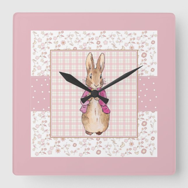 Classic Bunny Rabbit Square Wall Clock (Front)