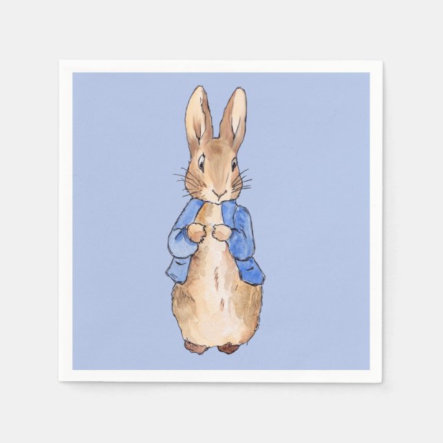 Classic bunny rabbit wearing blue jacket napkin (Front)