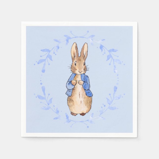 Classic bunny rabbit wearing blue jacket napkin (Front)