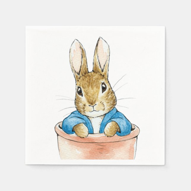 Classic bunny rabbit wearing blue jacket napkin (Front)