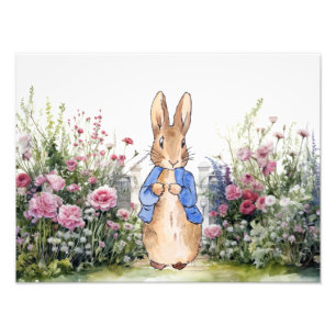 Classic Bunny Rabbit with wildflowers Photo Print