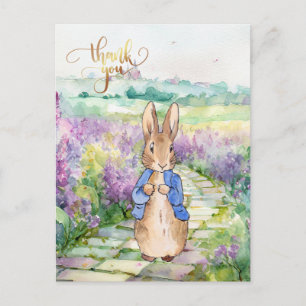 Classic bunny rabbit with wildflowers Thank you Postcard