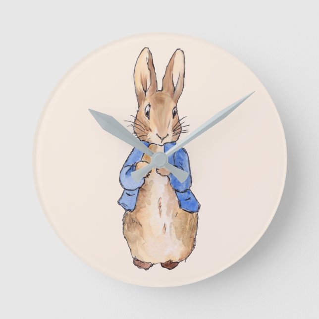 Classic bunny with beige background round clock (Front)