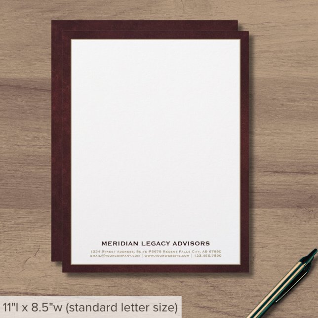 Classic Burgundy and Gold Business Custom Letterhead (Creator Uploaded)
