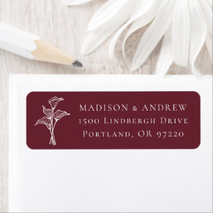 Classic Burgundy Calla Lily Wedding Address Return Address Label